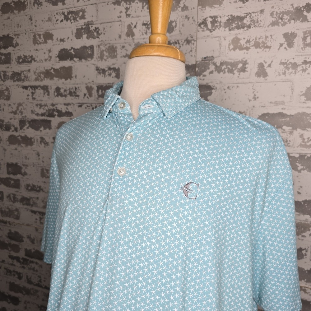 AndersonOrd Oreaster Polo Coastal Shade Starfish All Over Print Golf Shirt Sz XL